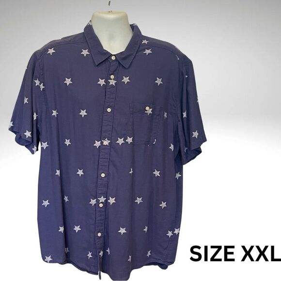 Falls Creek Other - Falls Creek Men's Casual Star Print Shirt - Dark Blue XXL